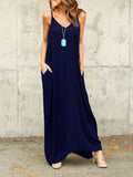 Beach Round Neckline Long Camisole Dress with Pockets