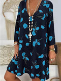 Bohemian Long Sleeve V-Neck Print Dress