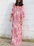 Bohemian Casual Loose Striped Maxi Dress