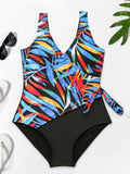 Printed Knotted One-Piece Swimsuit