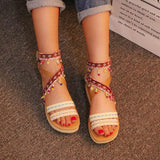 Plus Size Women's Shoes Zipper Beading Bohemia Sandals