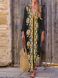Bohemian Retro Casual Loose Long Sleeve Maxi Dress