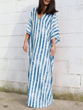 Bohemian Casual Loose Striped Maxi Dress