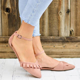 Women's Ruffles Ankle Buckle Flat Sandals Ballet Shoes