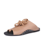 Women Chic Flat Heel Gladiator Sandals Flip Flops Lace Up Shoes