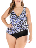 Printed Knotted One-Piece Swimsuit