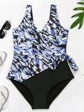 Printed Knotted One-Piece Swimsuit