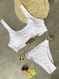 Solid Color Big Chain Sexy Split Bikini