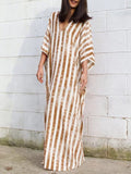 Bohemian Casual Loose Striped Maxi Dress