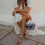 Fashion Vintage Pearl Flip-Flop Flat Sandals