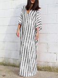 Bohemian Casual Loose Striped Maxi Dress