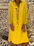 Casual Loose Lapel Long Sleeve Dress