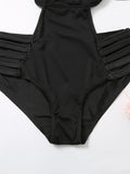 Solid Color Cutout Swimsuit