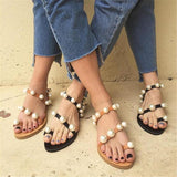 Fashion Vintage Pearl Flip-Flop Flat Sandals