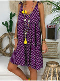 Round Neck Dot Print Sling Mini Dress