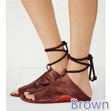 Women Chic Flat Heel Gladiator Sandals Flip Flops Lace Up Shoes