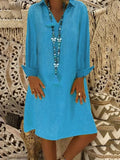 Casual Loose Lapel Long Sleeve Dress