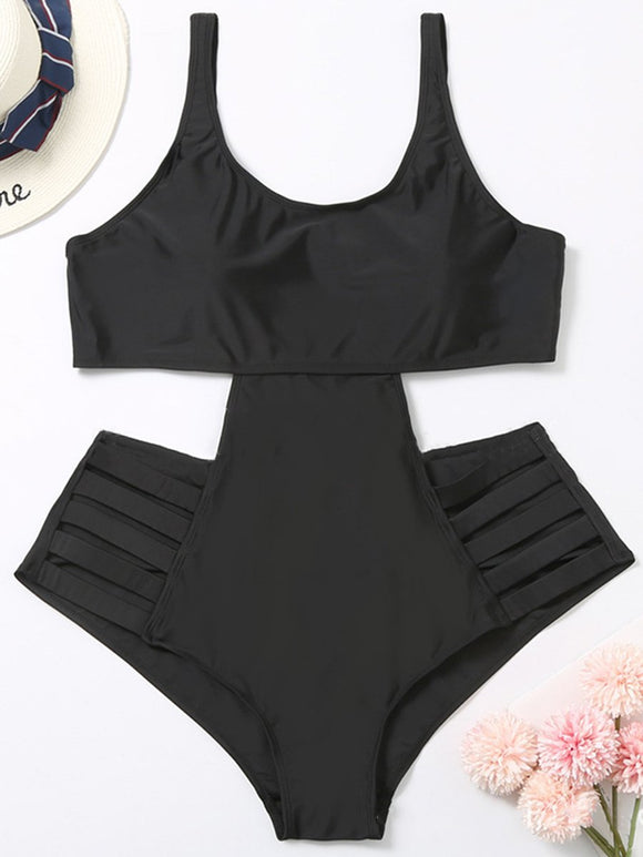 Solid Color Cutout Swimsuit