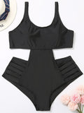 Solid Color Cutout Swimsuit