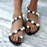Fashion Vintage Pearl Flip-Flop Flat Sandals