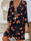 Bohemian Long Sleeve V-Neck Print Dress
