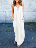 Beach Round Neckline Long Camisole Dress with Pockets