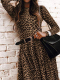 Fashion Vintage Elegant Leopard Print Maxi Dress