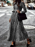 Fashion Vintage Elegant Leopard Print Maxi Dress