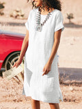 Women Bohemian Solid Holiday Daily Midi Dress