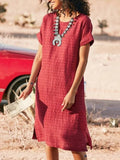 Women Bohemian Solid Holiday Daily Midi Dress