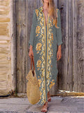 Bohemian Retro Casual Loose Long Sleeve Maxi Dress