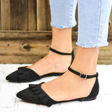 Women's Ruffles Ankle Buckle Flat Sandals Ballet Shoes