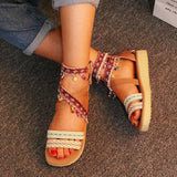 Plus Size Women's Shoes Zipper Beading Bohemia Sandals