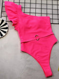 Ruffle One Shoulder One Piece Swimwear