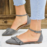 Women's Ruffles Ankle Buckle Flat Sandals Ballet Shoes