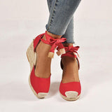 Women Chic Wedge Heel Lace Up Espadrille Sandals