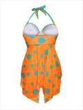 Polka-Dot Printed Sexy V-Neck Halter Strapless Open-Back Swimsuit