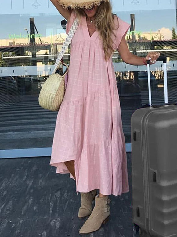 Casual Loose Short Sleeve Irregular Dress