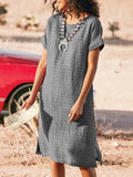 Women Bohemian Solid Holiday Daily Midi Dress